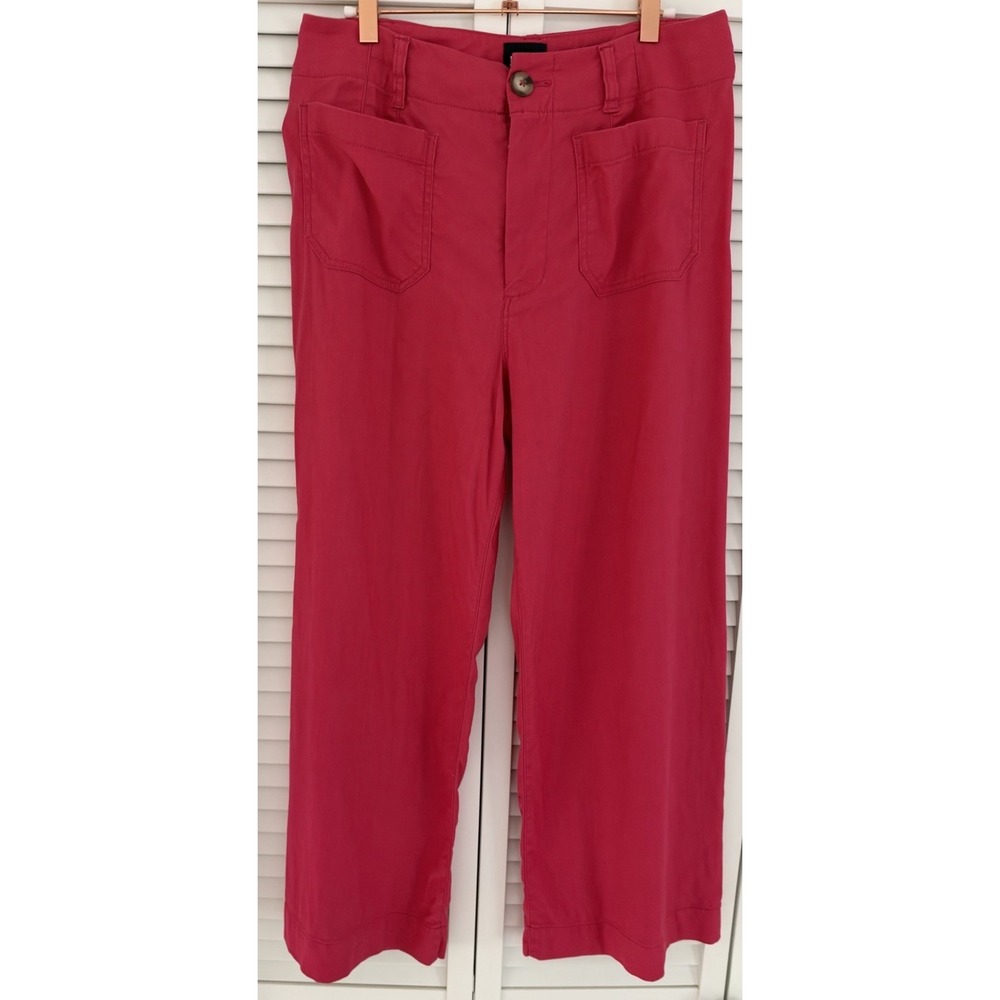 Maeve The Colette Size 29 Wide Leg Crop Pants Pink Linen/Viscose Blend